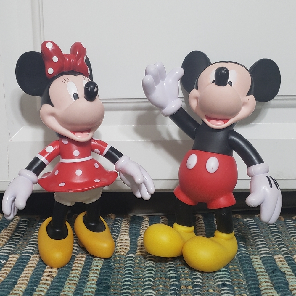 Disney Minnie & Mickey Mouse Movable Plastic Figurines